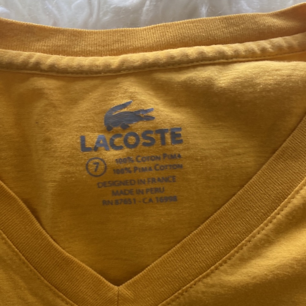 Lacoste yellow v neck tee shirt - Picture 5 of 5